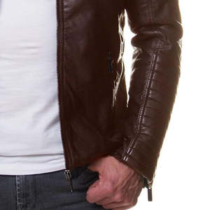 Chaqueta de cuero para hombre, de alta calidad, con cuello alto, diseño a prueba de viento, nueva moda, a precio asequible. - Product Image 3