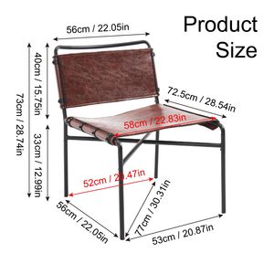 Sedia moderna in pelle retrò per il tempo libero 2 pezzi marrone medievale senza bracciali con gamba in metallo nero per soggiorno - Product Image 2