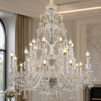 Lustre en cristal transparent de luxe, grand modèle style bougie, luminaire suspendu pour villa, hôtel, décoration intérieure classique