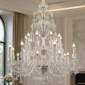 Lámpara de Techo Colgante de Cristal Transparente de Lujo, Estilo Candelabro Grande, para Villa, Hotel, Decoración Interior Clásica - Product Image 3