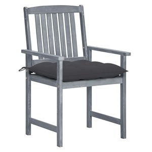 Ensemble de 8 chaises de jardin en bois d'acacia massif gris et polyester, 8 pièces, meubles d'extérieur confortables - Product Image 2