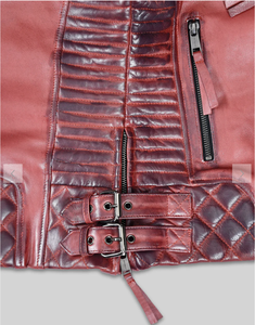 Veste en cuir pour homme et femme, modèle 2026, nouvelle mode, veste en cuir coupe-vent Charlotte Burnt Red - Product Image 4