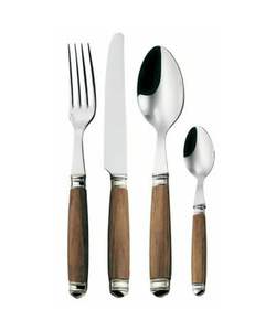 Juego de cubiertos de acero inoxidable resistente al óxido, fabricado por OEM, con mango de madera, tenedor, cuchillo y cuchara para uso diario en la comedor. - Product Image 5