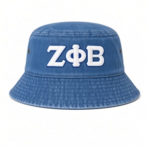 <b>Women</b> Washed Blue Denim <b>Bucket</b> <b>Hat</b> ZPhiB White Embroidery Logo Wide Brim Casual Vintage Outdoor Summer Fashion Headwear Cap - Product Image 2