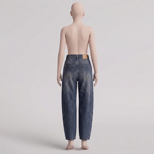 Jean Sport en Denim Épais Lavé à Cordon de Serrage pour Femme, 100% Coton 220g, Séchage Rapide, Respirant, Taille Mi-Haute, Qualité Supérieure - Product Image 3