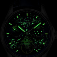 NANKIN Moon Phase 42MM Caja de acero inoxidable Relojes mecánicos Tourbillon de lujo para hombre Correa de cuero azul Cristal de zafiro