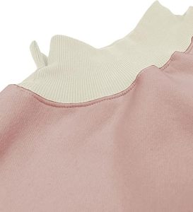 Sudadera de forro polar para mujer con cuello simulado en contraste, azul claro, manga larga, hombros caídos, suéter holgado, top estético - Product Image 5