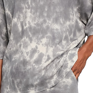 Men <b>Tie</b> <b>Dye</b> Tracksuit <b>Set</b> Loose Fit Cotton Shorts And Top Crew Neck Three Quarter Sleeve Summer Casual Wear With Side Pockets - Product Image 5