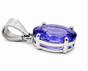 Tanzanite 925 Sterling Silver Pendant, Oval Faceted Purple <b>Blue</b> Gemstone Pendant, Handmade Silver <b>Necklace</b>, - Product Image 1