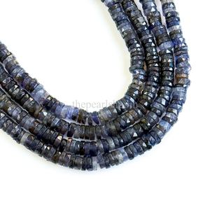 ลูกปัดไอโอไลต์ทรงเหลี่ยมธรรมชาติขนาด 5 ถึง 6 มม. สีน้ำเงิน รูปทรงยางรถยนต์ ลูกปัดพลอยหลวมสำหรับทำเครื่องประดับ ขายส่ง - Product Image 5