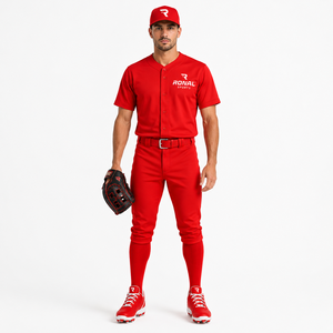 Uniforme de Béisbol Rojo Unisex RONAL SPORTS, Jersey de Manga Corta y Pantalones, Transpirable, Absorbe la Humedad, 100% Poliéster, para Todas las Temporadas, Adulto - Product Image 3