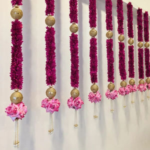 Wedding Floral Hanging Garland Fabric <b>Flower</b> Rope Pendant Entryway Stage Decoration Event Decor Indian Decoration Fabric Jasmine - Product Image 1