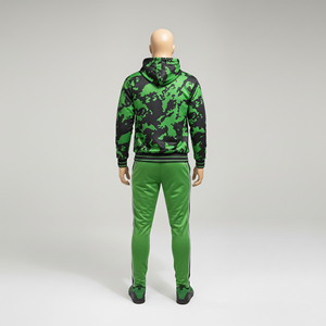 Graphic Winter Tracksuit Set Green Hoodie Jogger <b>Pants</b> Sublimated Design Streetwear Fashion Outfit Custom Embroidery 100% Cotton - Product Image 3