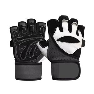 Gants de musculation renforcés noir et blanc avec large sangle de maintien du poignet pour l'entraînement en salle de sport – Vente en gros fabricant - Product Image 1