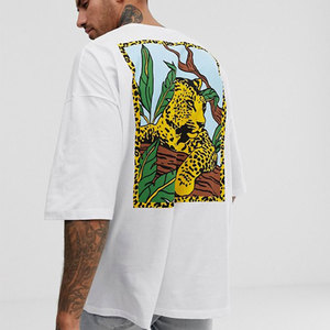 Oversized <b>Men's</b> White T-Shirt With <b>Animal</b> Print Back Design Short Sleeve Casual Jersey Fit - Product Image 3