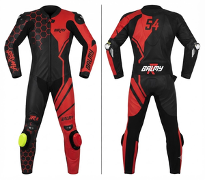 Traje de Carreras Personalizado para Hombre en Cuero Vacuno/Canguro, Mono de Una Pieza con Armadura de Nivel 2 CE, Hecho a Medida, Protección OEM - Product Image 1