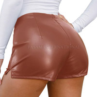 Shorts de cuero transpirable de color sólido para mujer, diseño personalizado, shorts de cuero resistentes para mujer