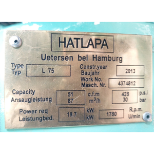 Compresor de Aire Marino HATLAPA L75 de Alta Presión, 30 Bares, Unidad de 18.7 kW, 87 M/h, para Sistemas de Motores de Barcos - Product Image 4