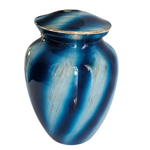 Urne funéraire spirale bleue – Contenant élégant pour cendres commémoratives – Souvenir funéraire de qualité supérieure, durable, pour la mémoire spirituelle - Product Image 1