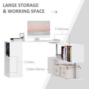 Postazione di Lavoro Angolare a L Bianca da 55 Pollici con Design Girevole a 360 Gradi e Funzionalità di Archiviazione - Product Image 5