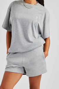 T-shirts et shorts décontractés surdimensionnés 2026 en coton lavé 100 % à séchage rapide, coupe ample unisexe pour hommes - Product Image 3