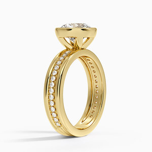 Bague solitaire à double rangée de diamants pavés sertis clos - Product Image 2