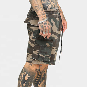 Men Camouflage Cargo Shorts Mid Waist Drawstring Breathable Canvas Bermuda Shorts Casual Style With Pockets - Product Image 3