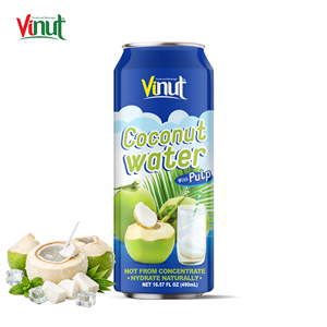 น้ำมะพร้าวออร์แกนิคผสมเนื้อมะพร้าว 490 มล. ยี่ห้อวินัท กระป๋อง มะพร้าวอ่อนธรรมชาติ ราคาแข่งขันจากเวียดนาม - Product Image 1