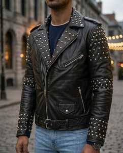 Veste en cuir décontractée légère et écologique de haute qualité pour hommes, séchage rapide, col rabattable, hiver, fourniture OEM, devant - Product Image 6
