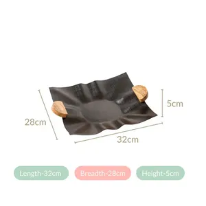 Premium Sculptural Hammered Silver Decorative Bowl Organic Wave <b>Edge</b> Aluminum Serving Tray For Luxury Home Decor - Product Image 5