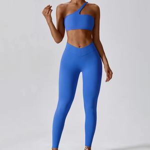 Nouvel Arrivage Ensemble de Yoga Femme 2 Pièces Qualité Premium, Legging Évasé à Motif Uni sur le Devant et Brassière Sans Manches, Respirant Spandex/Coton - Product Image 4