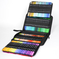 Vente directe d'usine : Stylos de traçage colorés et stylos à pointe souple, ensemble populaire de feutres aquarelles double-embout à base d'eau