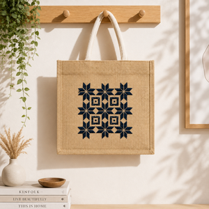 Premium Women's Lightweight <b>Long</b> Lasting Geometric Embroidered Jute Tote <b>Bag</b> Cotton Rope Handles Eco Friendly Shopping Beach <b>Bag</b> - Product Image 4