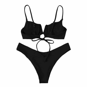 New Women's 2-Piece <b>Bikini</b> <b>Set</b> for Swimming Beachwear High Waist Front Logo Spandex/Nylon <b>Sexy</b> Bathing Suit - Product Image 6