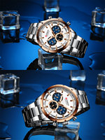 Jam Tangan Pria Mewah Curren 8355 Quartz Movement Tali Baja Tahan Karat Kronograf Bercahaya Tahan Air Tanggal Bisnis