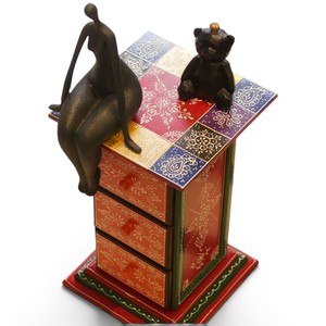 Handcrafted Wooden 3 Drawer Pillar <b>Storage</b> Organizer Decorative <b>Tabletop</b> Cabinet Multipurpose Wooden Drawer Unit - Product Image 3