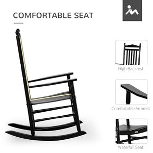 Silla Mecedora de Madera Negra con Respaldo Alto para Interiores/Exteriores, para Relajarse - Product Image 5