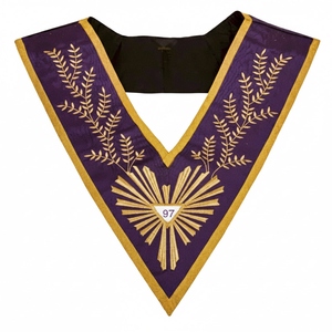 Collier Grand Maître 97ème Rite de Memphis-Misraim (ORUMM) – Perles en cuir brodées à la machine, Régalia de mode pour la Loge Bleue, Cérémoniel - Product Image 1