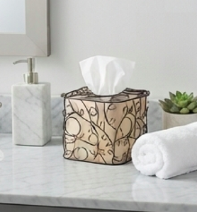 Porta pañuelos de metal con diseño floral, independiente, perfecto para uso doméstico, hotelero y en restaurantes. - Product Image 3