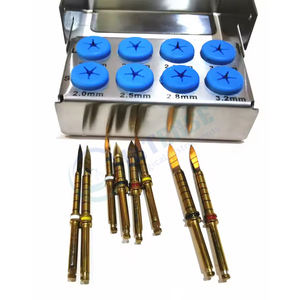 Kit de 8 piezas premium de guías de perforación quirúrgica manual para implantes dentales, fresas piloto de acero inoxidable plateado OEM - Product Image 2