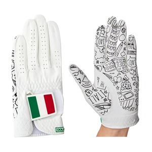 Guantes de Golf Transpirables de Piel de Cabretta Blanca con Diseño de la Bandera Italiana Dibujado a Mano, para Mano Derecha, Cierre de Gancho y Bucle Antideslizante, Unisex - Product Image 1