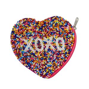 Bordado de cuentas hecho a mano rojo y rosa diseño de corazón en forma múltiple una pequeña cartera bolsa superior de lujo y elegante EXCLUSIVO DE LA India - Product Image 5