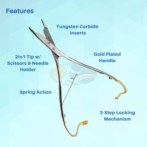 Mathieu Manual Needle Holder Mitten Scissor Clamps Needle <b>Driver</b> Integrated Scissors Cutting Edges 6.5 Inch High Quality - Product Image 3