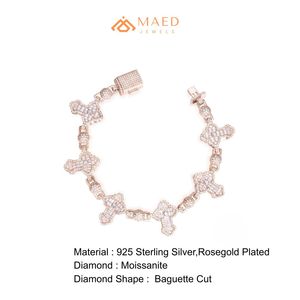 สร้อยข้อมือรูปโคลเวอร์ประดับมอสซาไนต์สีโรสโกลด์ สร้อยข้อมือหรูหรา เครื่องประดับแฟชั่นสำหรับผู้หญิง ของขวัญ - Product Image 6