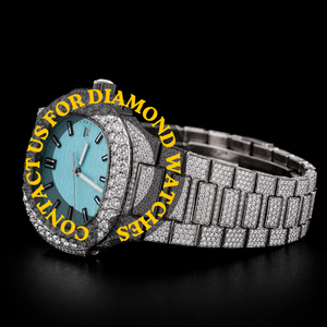 Montre Hip Hop artisanale en moissanite et diamants avec bracelet en diamants pour homme, cadran bleu, idéale pour les mariages et les soirées - Product Image 4