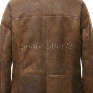 <b>Bomber</b> <b>Jacket</b> Real <b>Shearling</b> Genuine Leather <b>Jacket</b> for Men Classic Winter Coat Warm Fur Collar Heavy Duty <b>Jackets</b> - Product Image 6