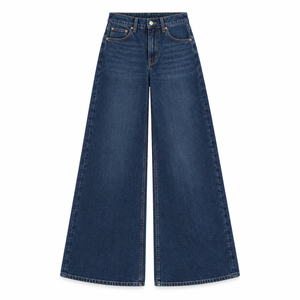 Jeans de Mezclilla de Algodón de Cintura Alta y Pierna Ancha para Mujer, Corte Holgado, Estilo Vintage, Lavado Azul Claro, Ropa Casual Urbana, Fabricante Mayorista ODM, Talla XS - Product Image 3