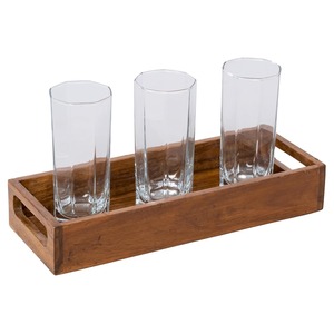 Plateau de rangement en bois de pin, design minimaliste rectangulaire, à un seul niveau, multifonctionnel, passe au lave-vaisselle, finition polie, pour utilisation sur table - Product Image 4