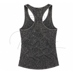 Custom Logo <b>Women's</b> Crop Top 100%cotton <b>Singlet</b> Workout Yoga tank Top Customized Acid Wash tank Top - Product Image 2