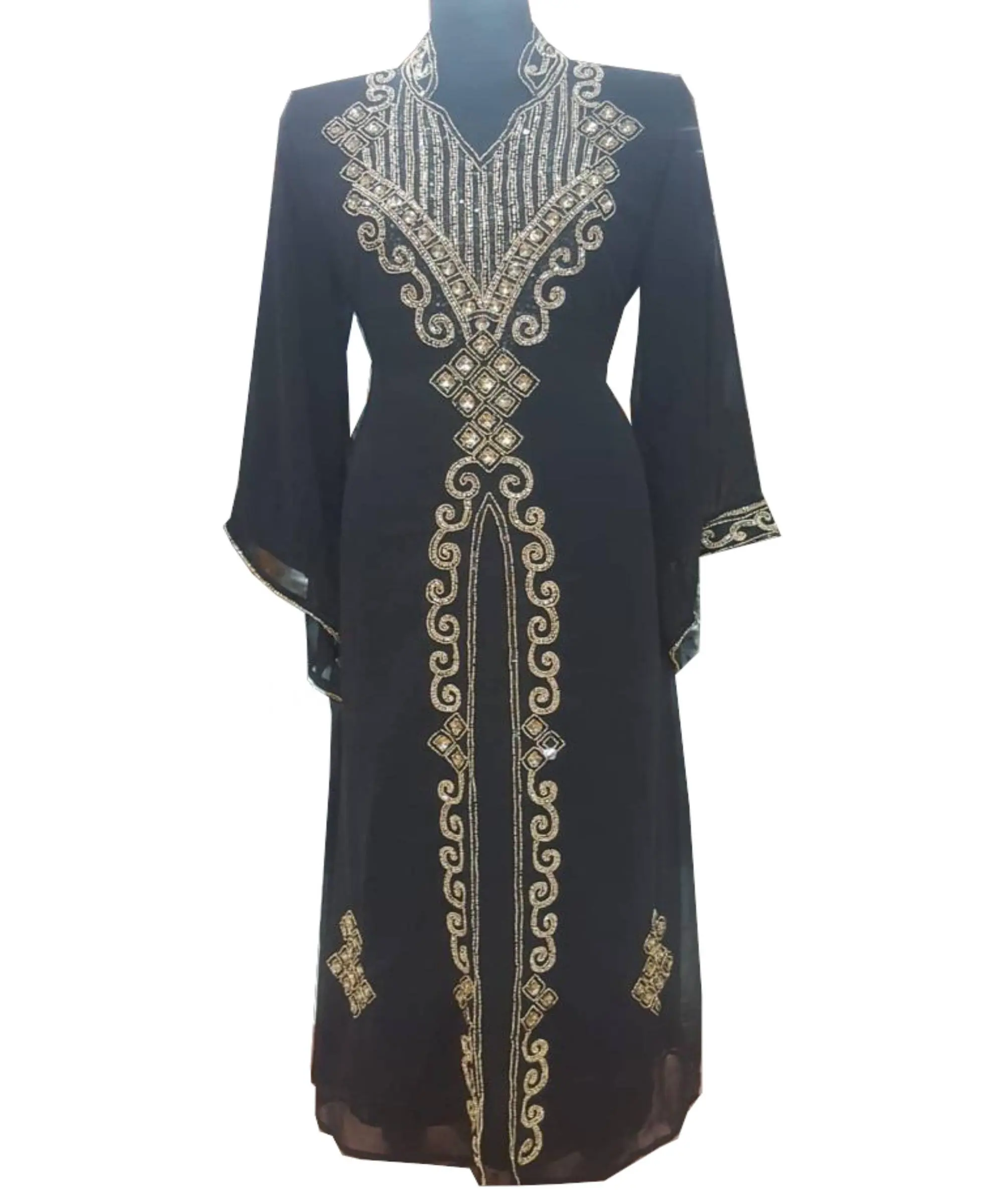 الإسلامية النساء الملابس دبي نمط تطريز يدوي اليدوية الأسود مطرز العباءة مساء اللباس ل أنيق ارتداء